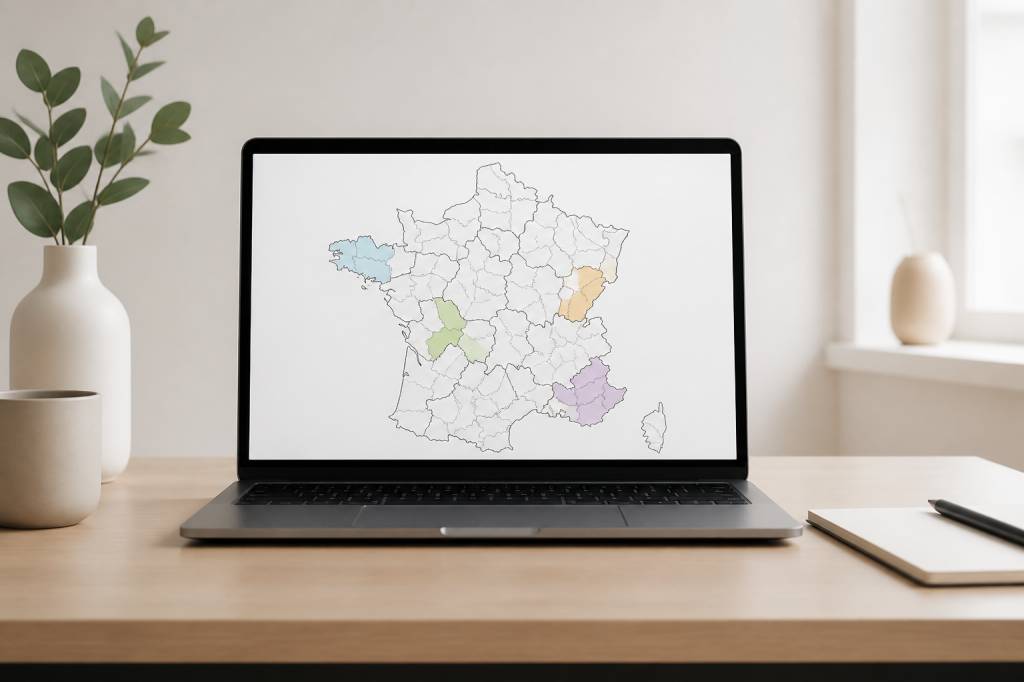 Carte de france avec départements à colorier dans Excel : créer un modèle simple et interactif