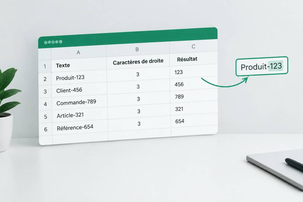 Excel droite : extraire des caractères depuis la droite d’une cellule